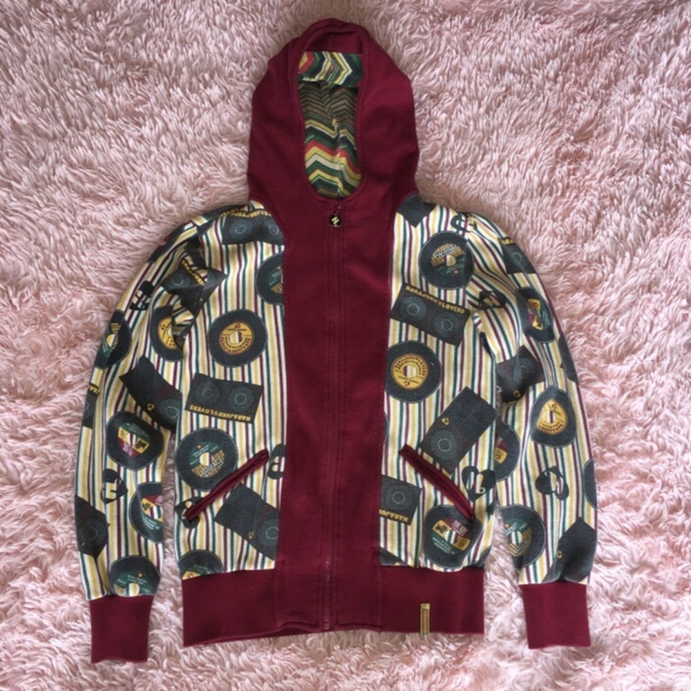 Vintage Harajuku Lovers Zip Hoodie Boombox Print Graphic Jacket, Size M - Picture 5 of 5